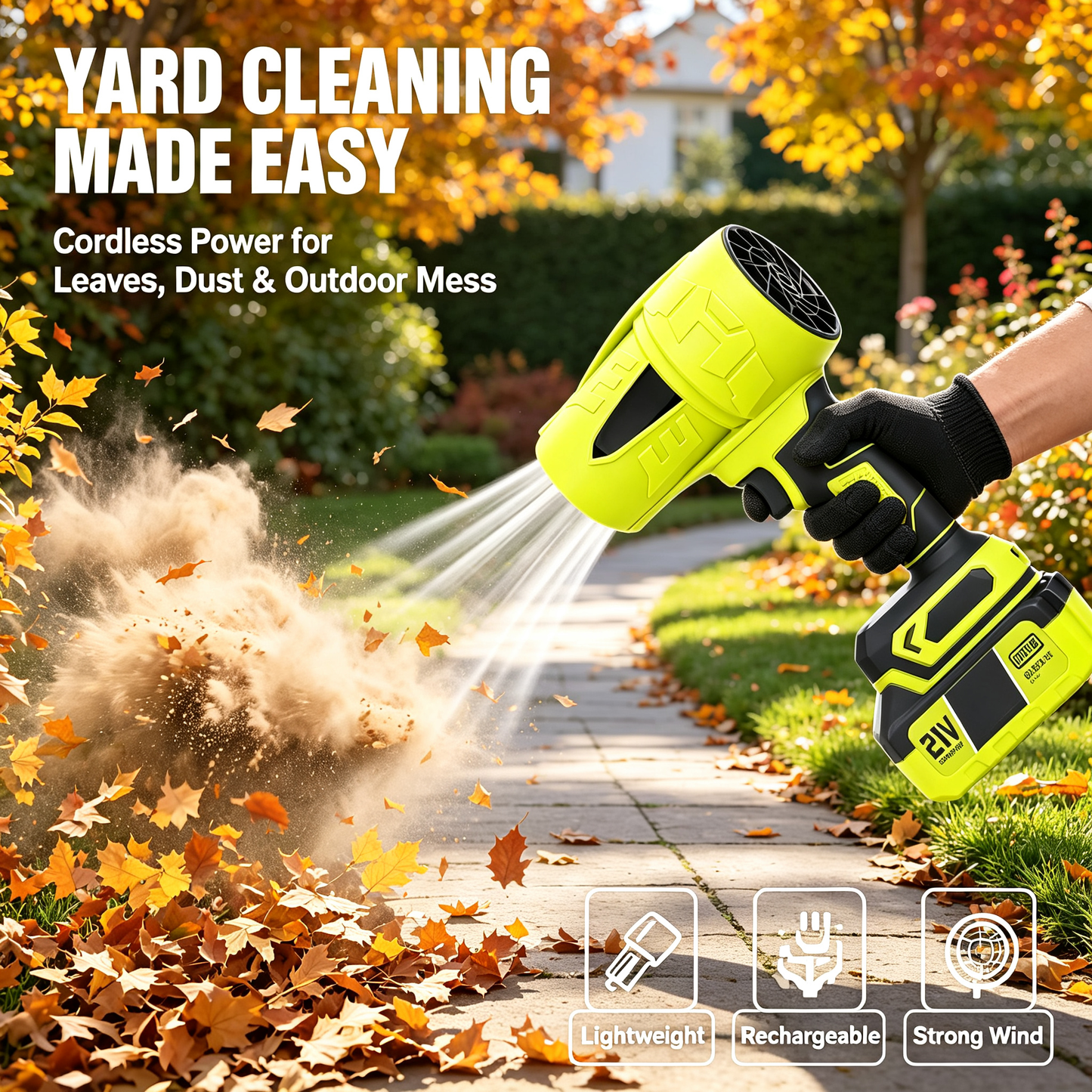 21V Turbo Cordless Leaf Blower – 150 MPH / 600 CFM, 4.0Ah Handheld Blower